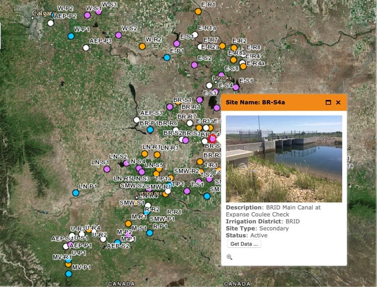 Screenshot of the Alberta Irrigation District Water Quality Tool