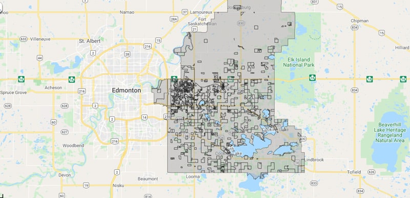 Screenshot of Strathcona County open data map